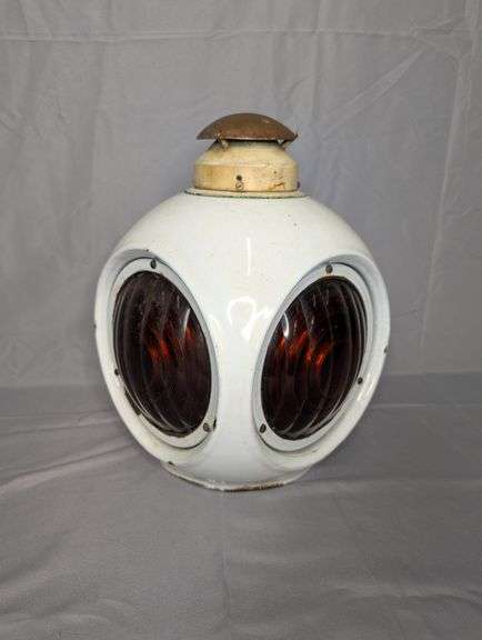 Vintage Porcelain Enamel Caution Light