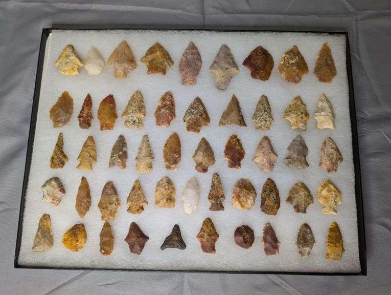 Lot of 50 Arrowhead Points in 12x16 Display Case