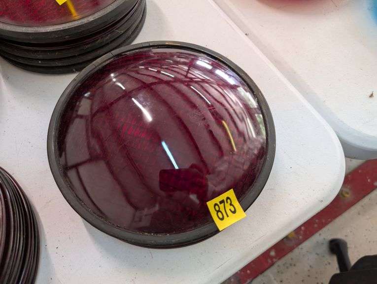 Lot of 4 Vintage Red Glass Traffic Signal Lenses
