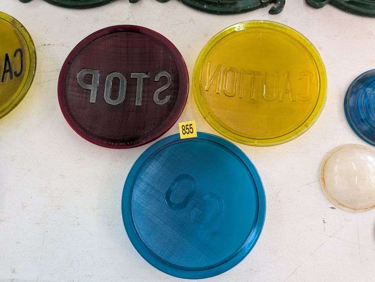 Vintage MacBeth-Evans Traffic Signal Glass Lens Set