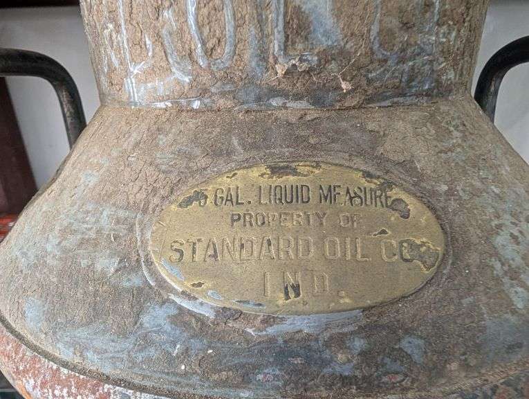 Antique Metal 5 Gal Standard Oil Can