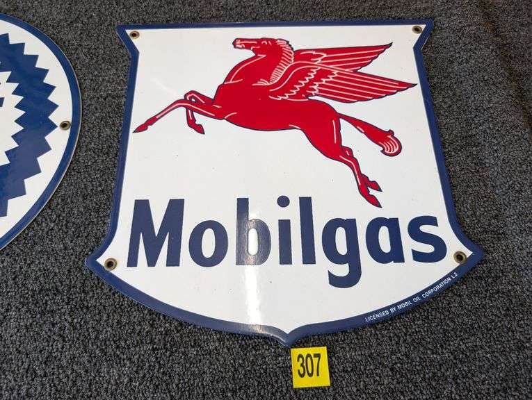 Small Porcelain Mobilgas Sign. Reproduction
