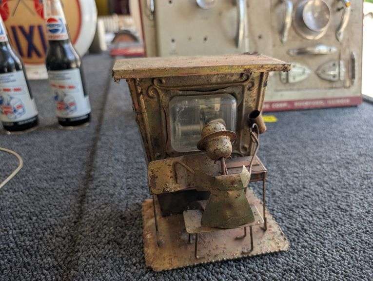 Vintage folk art piano man, wind up lullaby music box