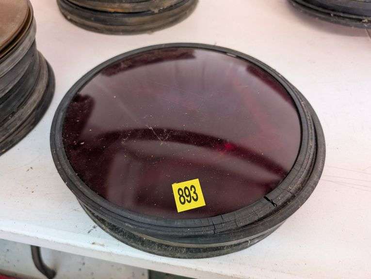 Lot of 3 Vintage 10" Red Arrow Traffic Signal Lenses