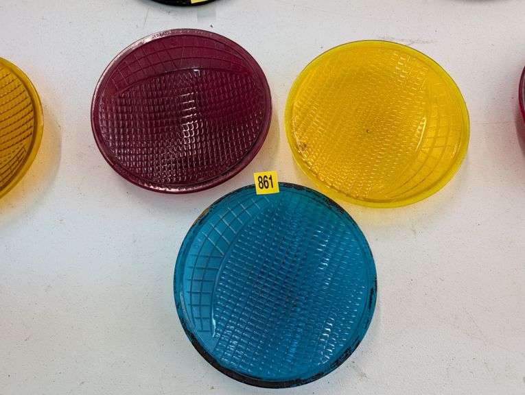 Vintage Corning Traffic Signal Glass Lens Set
