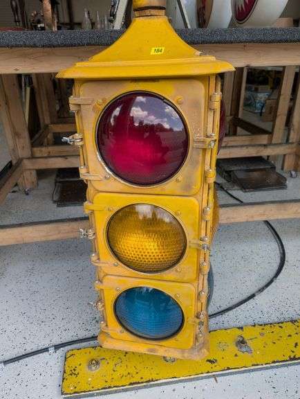Vintage Cast Aluminum 4-Way Traffic Signal