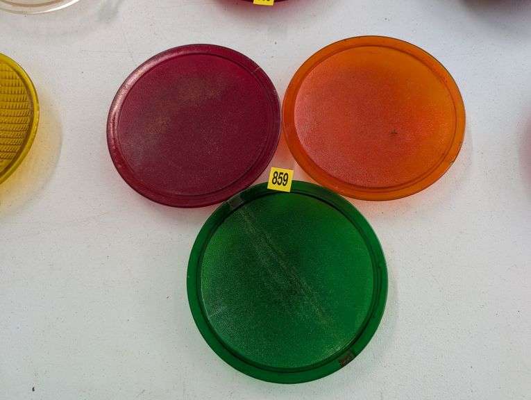 Vintage Traffic Signal Glass Lens Set. Make Unknown