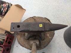 Antique Fisher Eagle Anvil, Goloff Sledge and Oak Stump
