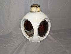 Vintage Porcelain Enamel Caution Light