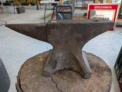 Antique Fisher Eagle Anvil, Goloff Sledge and Oak Stump
