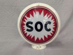 Vintage 1960s Era SOC Gas Pump Globe