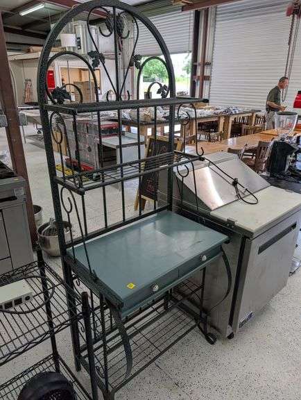 Decorative metal baker's rack.