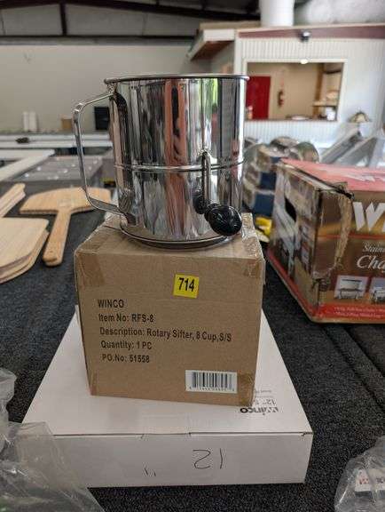 Lot of two 8 cup rotary sifters with sifting pan