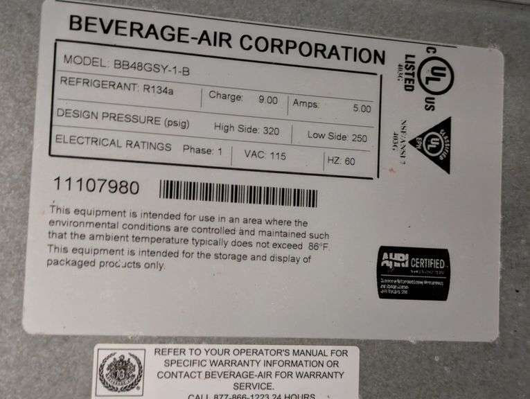 Beverage Air BB48GSY-1-B Back Bar Cooler
