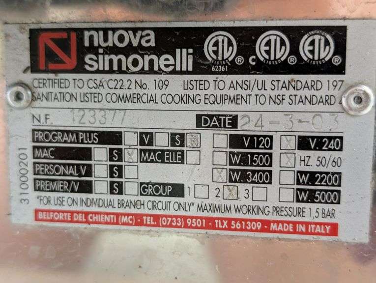 Nuova Simonelli MAC 2000 S Espresso Machine
