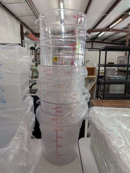 Lot of 9 22 quart measuring buckets