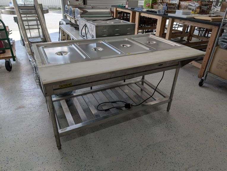 Commercial Stainless 4 Well Buffet Serving Table