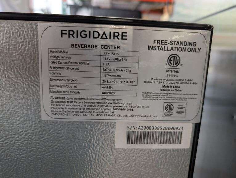 Frigidaire Model: EFMIS155 beverage cooler