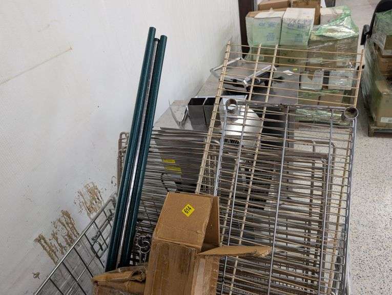 Pallet of miscellaneous wire rack and shelf parts