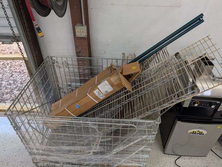 Pallet of miscellaneous wire rack and shelf parts