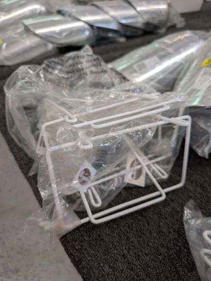 Lot of three 85 ounce Winco aluminum ice scoops with holders