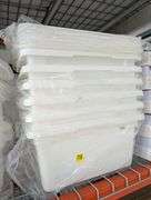 Lot of six white food storage boxes