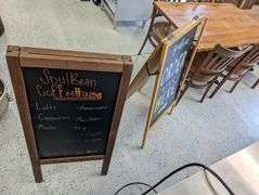 Lot of two hinged chalkboard signs