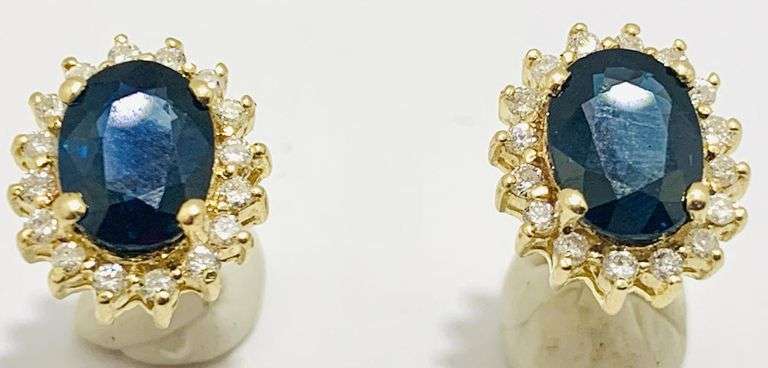 UNK .32 tcw Diamond and 2.75 tcw Sapphire Earrings