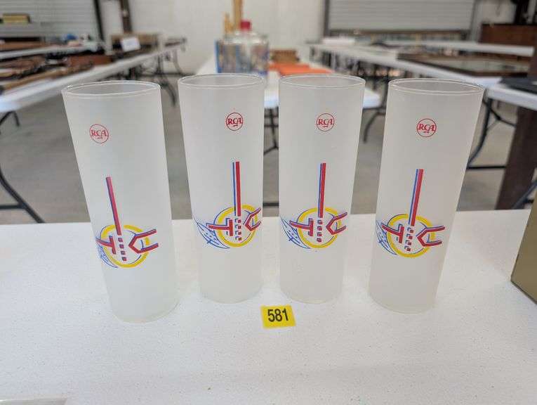 Set of 4 RCA 1939 World's Fair Frosted Highball Glasses