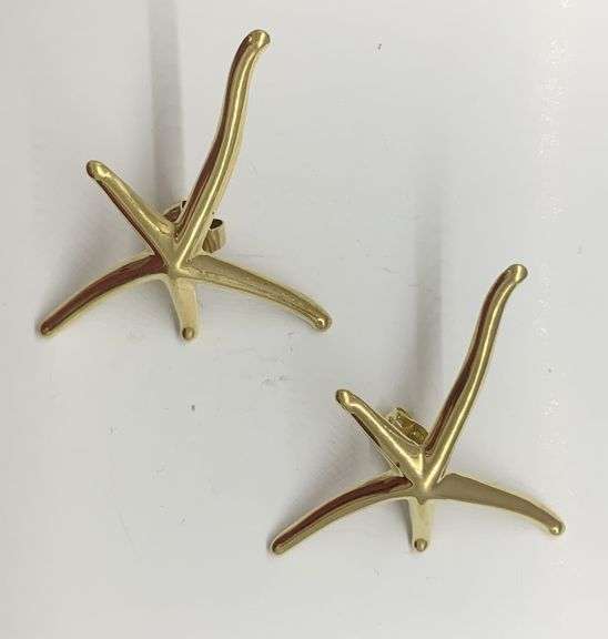 Tiffany Elsa Peretti Starfish 18k Gold Earrings