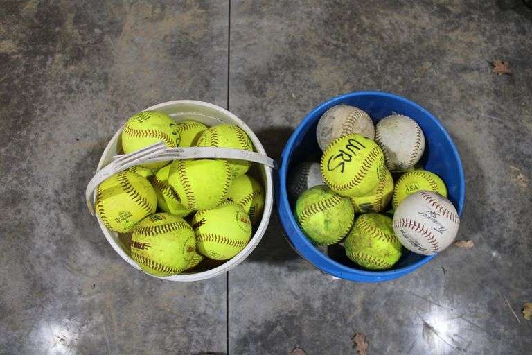 2 - 5 gal. pails of softballs