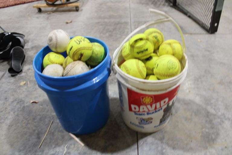 2 - 5 gal. pails of softballs