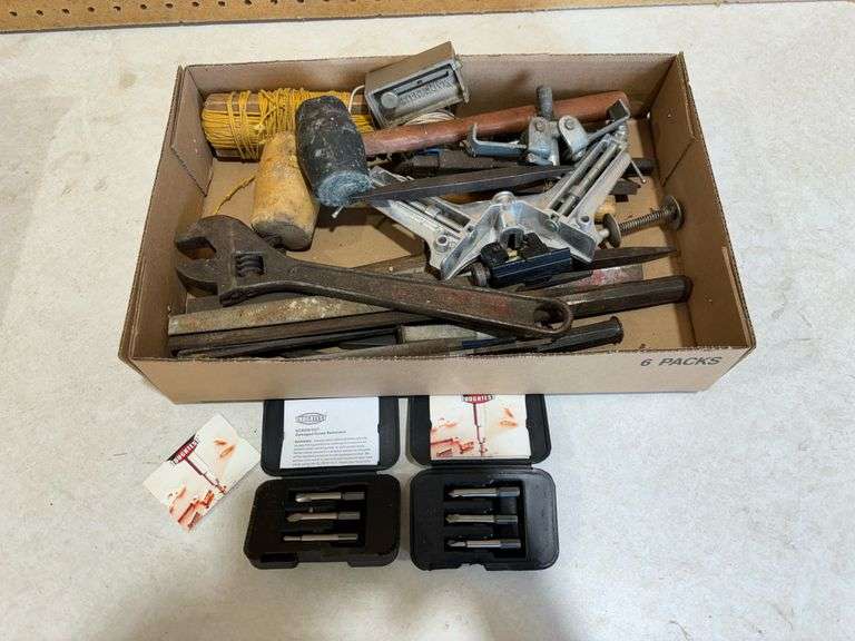 Flat of Files, Mallets, & More Lee Real Estate & Auction Service