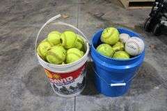 2 - 5 gal. pails of softballs