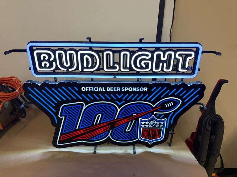 Bud Light 100 Year NFL Neon Lighted Sign