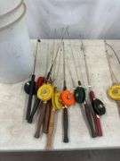 Ice Fishing Poles, Minnow Bucket & Tip Up