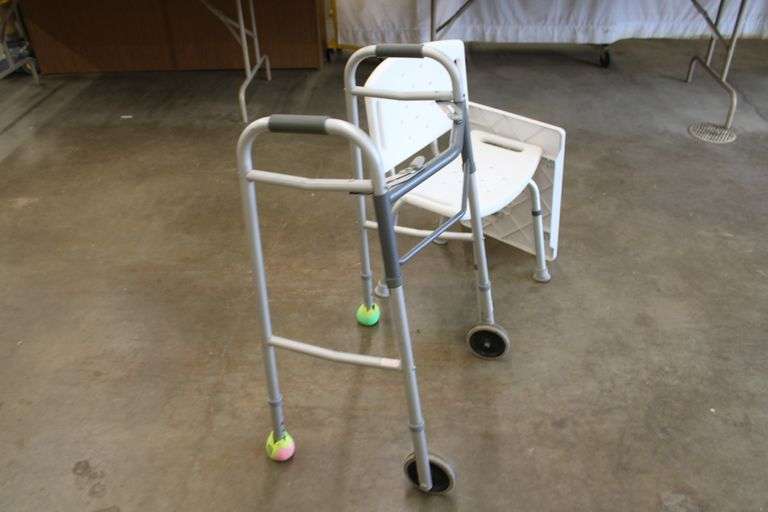 Handicap walker, shower chair & tray