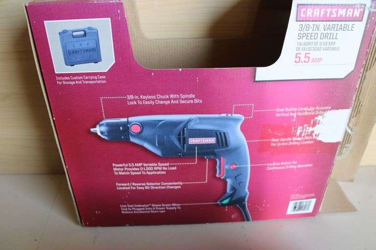 Craftsman 3/8" elec. drill, new w/case