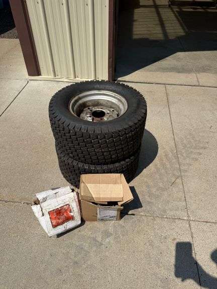 (2) Rear Lawn Mower Tires w/ Chains