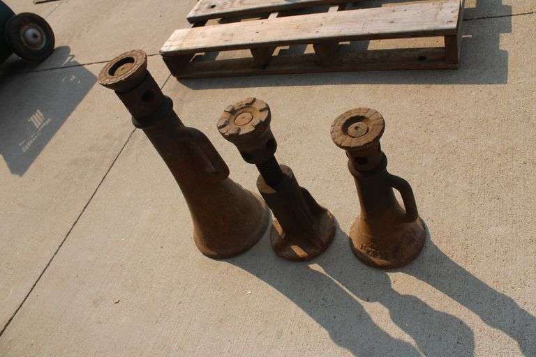 3 antique screw jacks