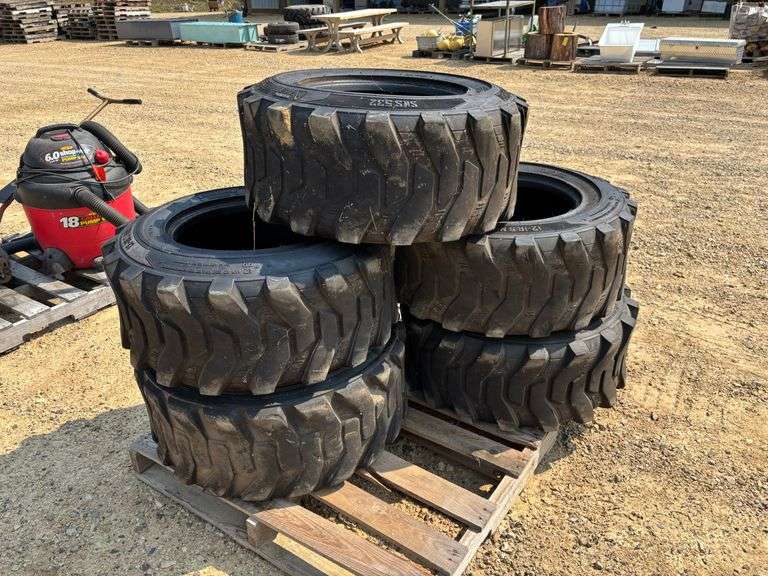 Set of (5) Skid Steer Tires