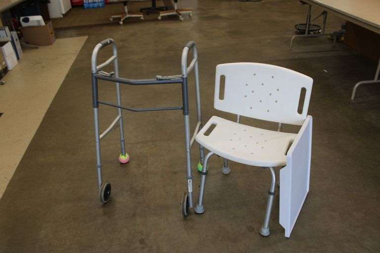 Handicap walker, shower chair & tray