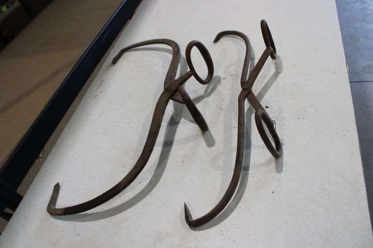 2 antique ice tongs