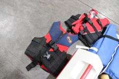 4 youth life jackets, cooler, bats & pet carrier