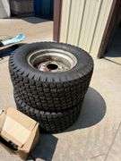 (2) Rear Lawn Mower Tires w/ Chains