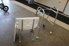 Handicap walker, shower chair & tray