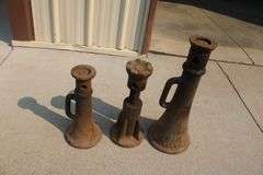 3 antique screw jacks