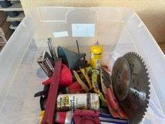 Tote of Misc Garage Items & Tools