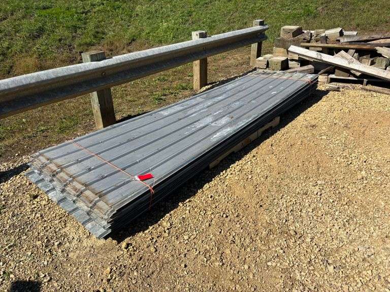 (32+/-) 11ft Sheets of Used Shed Steel