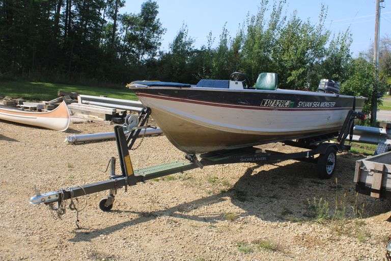 1990 Sylvan Sea Monster 15' alum. fishing boat w/trailer